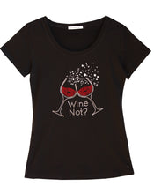 "Wine Not?" fun t-shirt embellished with rhinestones