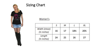 Sizing chart: It's Wine O'clock Somewhere Fun Women T-shirt with Rhinestones For Wine Lovers