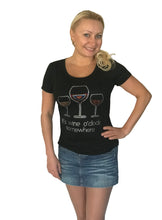 It's Wine O'clock Somewhere Fun Women T-shirt with Rhinestones For Wine Lovers